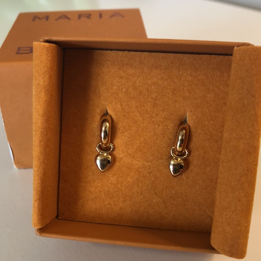 *Never worn* Maria Black Heart Huggies Earrings (Brand New)